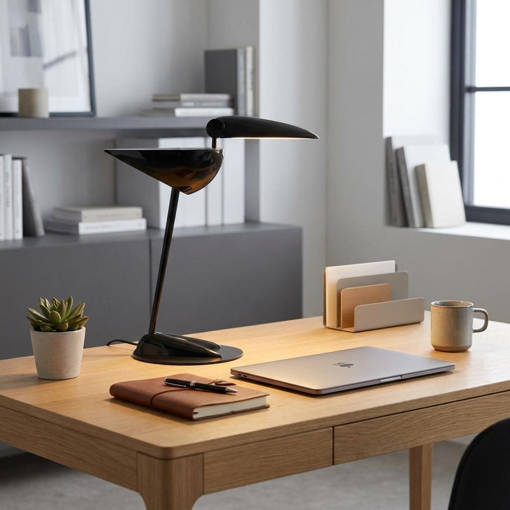 17 Inch Black Two Light Swing Arm Bird Desk Lamp