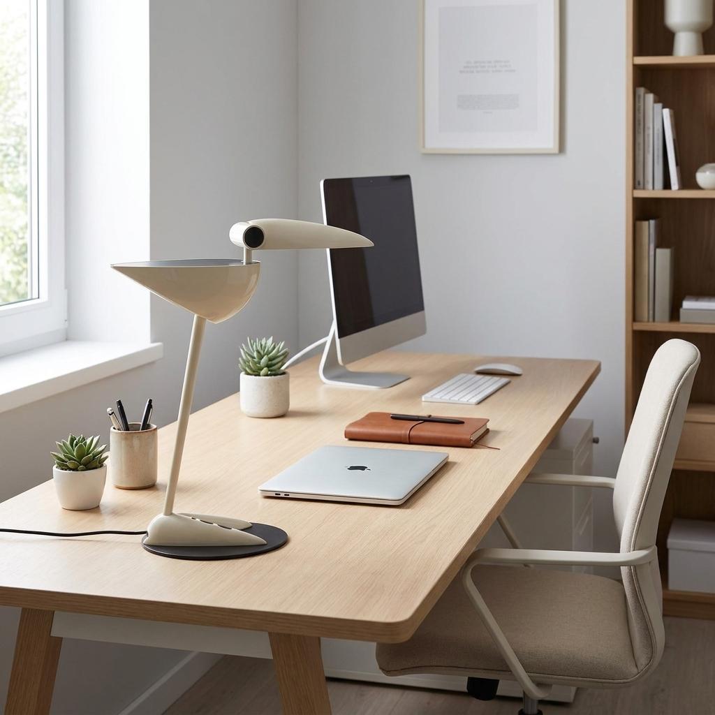 17 Inch White Two Light Swing Arm Bird Desk Lamp
