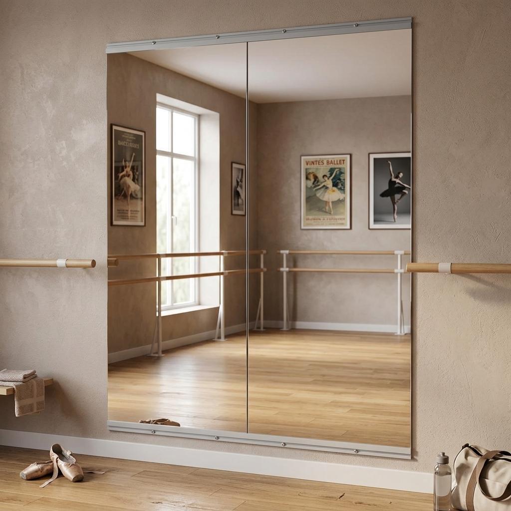 Set of Two 71 Inch X 32 Inch Frameless Work Out Mirrors