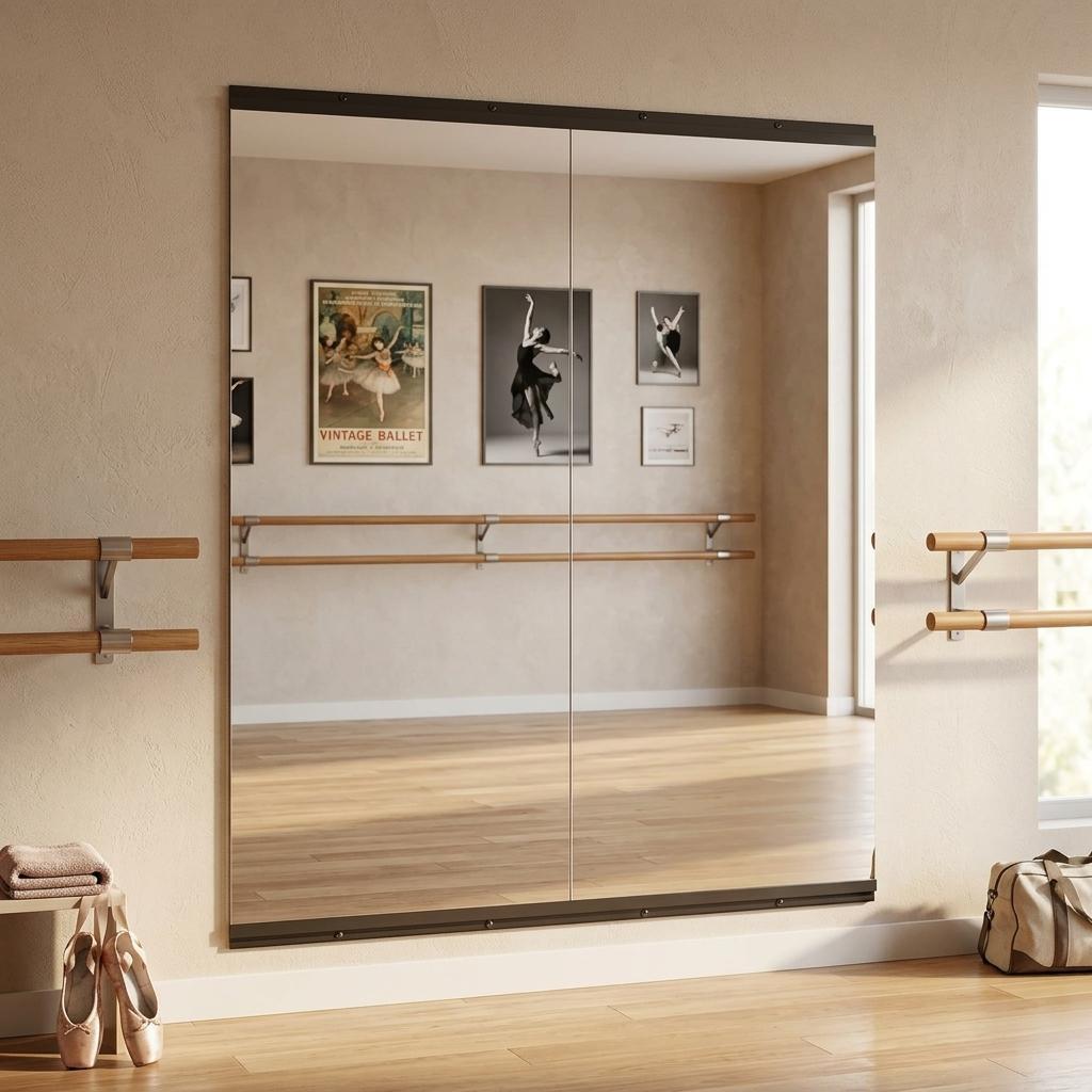 Set of Two Frameless 71 Inch x 31 Inch Full Length Work Out Mirrors