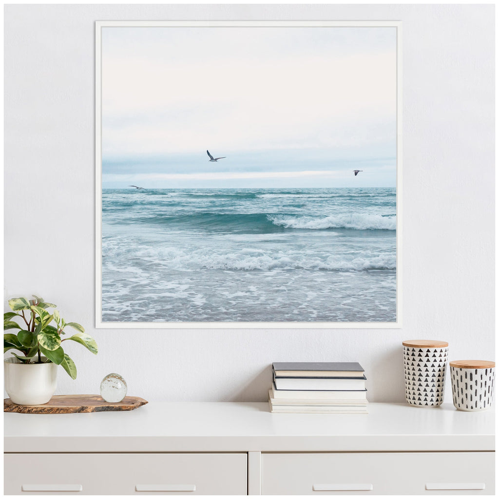 Sylvie Ocean Swim 2 Square Framed Canvas by Stephanie Klatt
