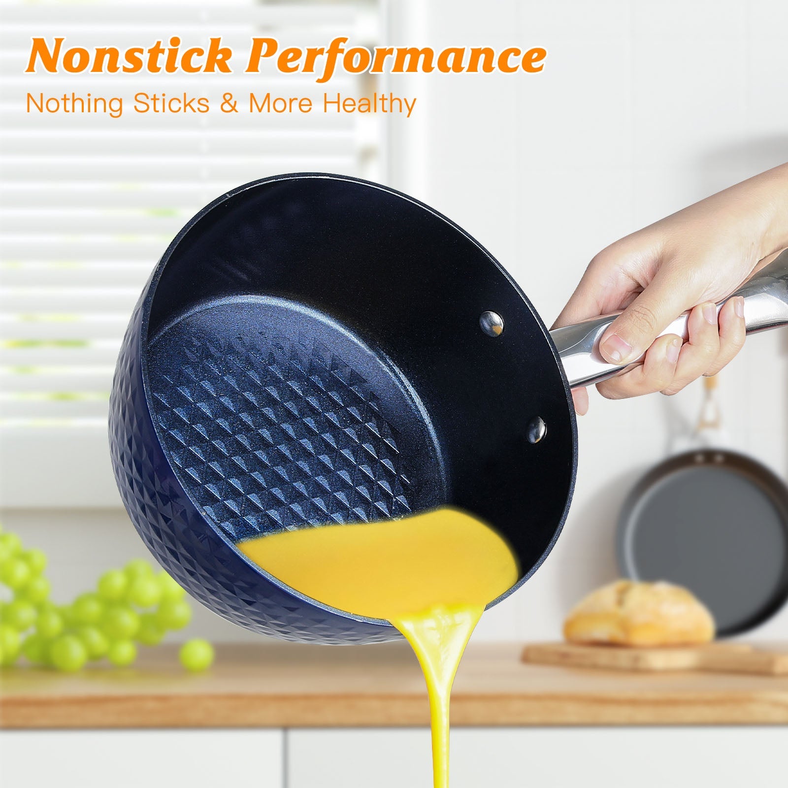 CasaFoyer 20cm Induction Saucepan with Lid - 1.8L Non-Stick Milk Pan