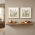 Set Of Two Fall Sketchbook Distressed White Framed Wall Art