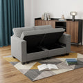 64 Inch Light Gray And Black Linen Blend Loveseat With Storage