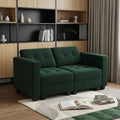 64 Inch Green And Black Velvet Loveseat With Storage and Toss Pillows