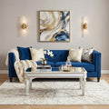 48 Inch Silver And White Mirrored Glass And Wood Coffee Table
