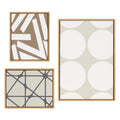 Sylvie Elevated Modern Neutral Dots, Neutral Pattern No 2 and Neutral Stained Glass Framed Canvas by The Creative Bunch Studio