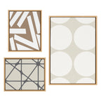 Sylvie Elevated Modern Neutral Dots, Neutral Pattern No 2 and Neutral Stained Glass Framed Canvas by The Creative Bunch Studio