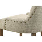 Acme Yotam Fabric Tufted Nail-Head Trim Side Chair in Beige and Salvaged Oak