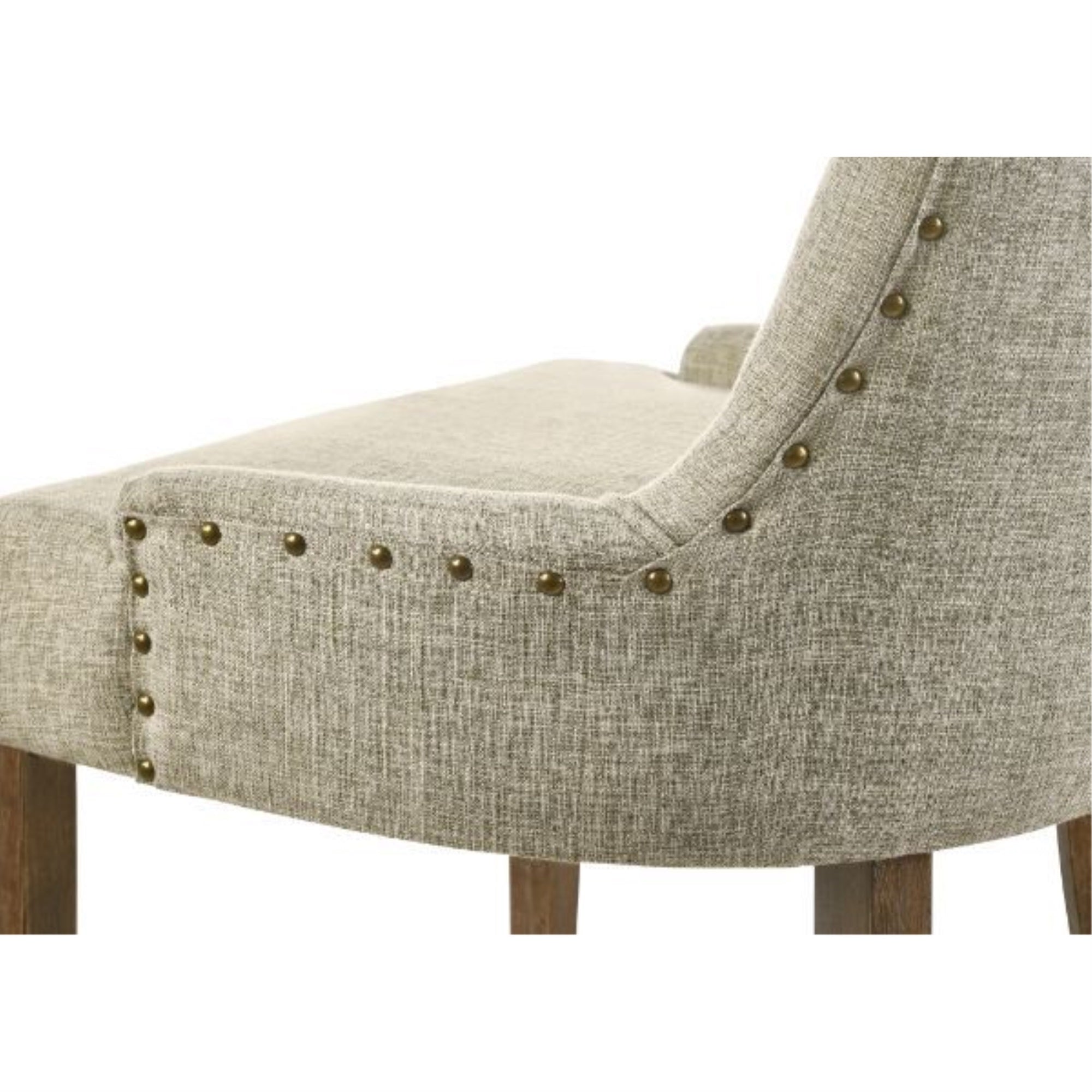 Acme Yotam Fabric Tufted Nail-Head Trim Side Chair in Beige and Salvaged Oak