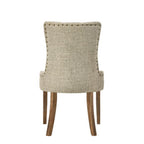 Acme Yotam Fabric Tufted Nail-Head Trim Side Chair in Beige and Salvaged Oak