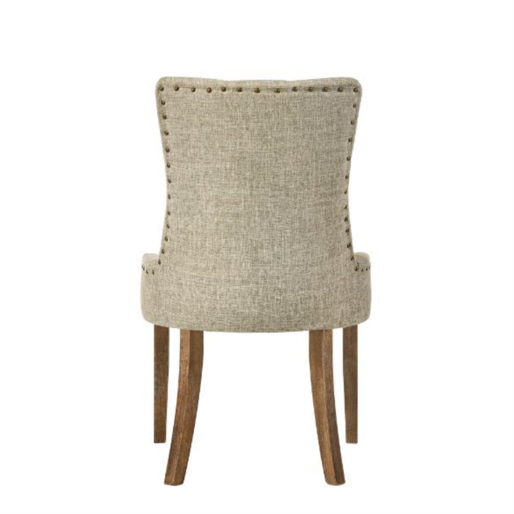 Acme Yotam Fabric Tufted Nail-Head Trim Side Chair in Beige and Salvaged Oak
