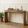 65 Inch Brown Distressed Wood Sled Console Table