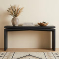 65 Inch Black Distressed Wood Sled Console Table