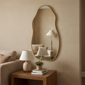 30 Inch Gold Aluminum Abstract Geometric Framed Accent Mirror