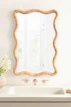 Rahfy Rattan Rectangle Scallop Mirror