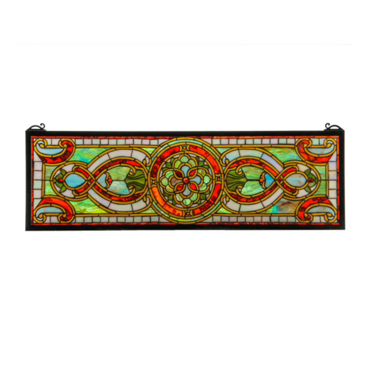 35 Inch W X 11 Inch H Evelyn In Topaz Transom Stained Glass Window
