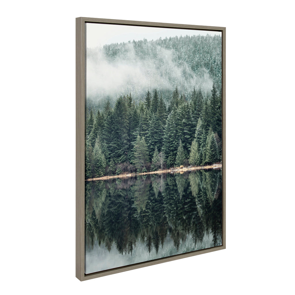 Sylvie Evergreen Reflections in Fog Framed Canvas Art Set by Emiko and Mark Franzen of F2Images