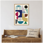 Sylvie MCM Retro Abstract Pattern Rainbow Framed Canvas by Rachel Lee