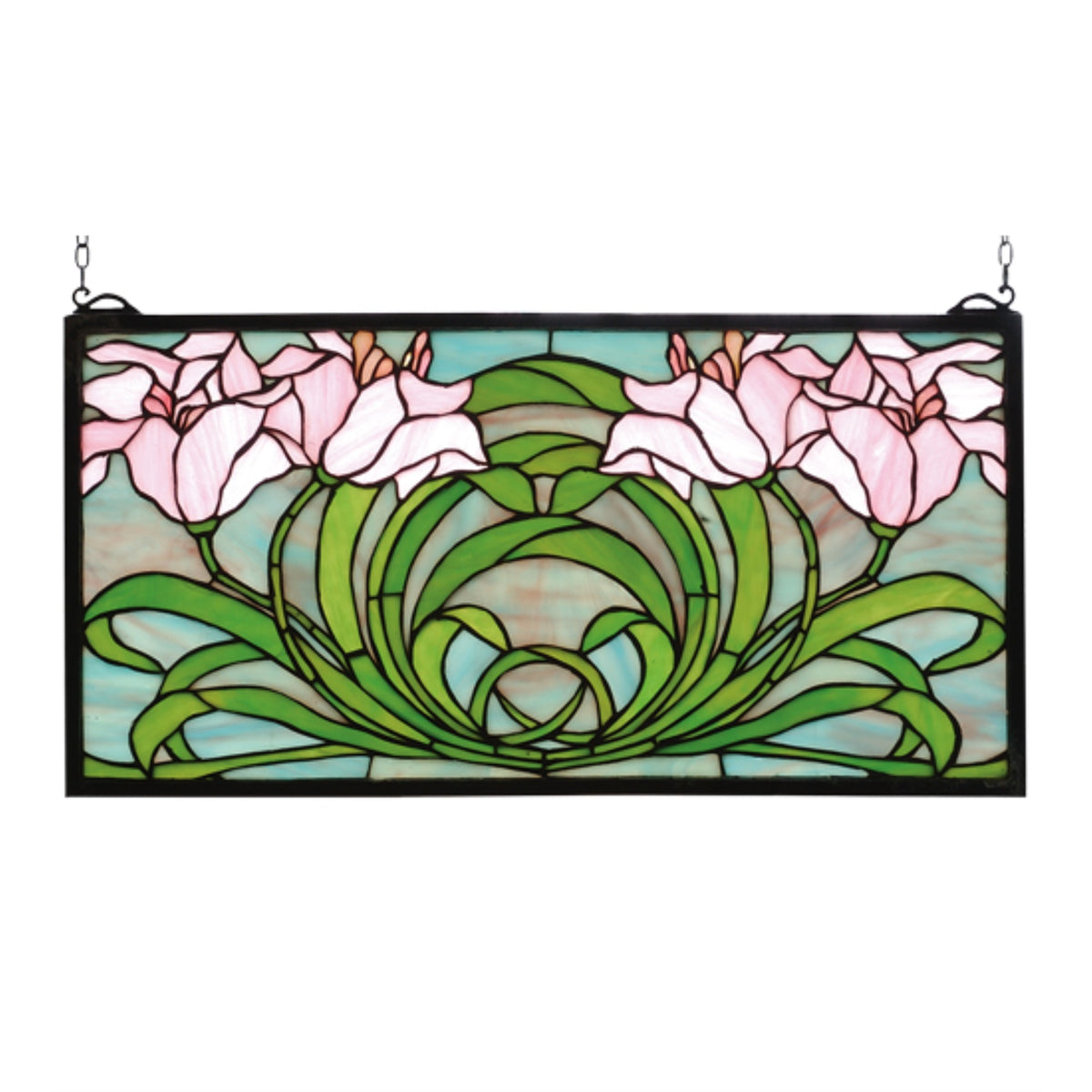 22 Inch W X 11 Inch H Calla Lily Stained Glass Window