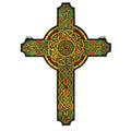 25 Inch W X 34 Inch H Jeweled Celtic Cross Stained Glass Window