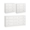 3-Piece Bedroom Set - 6 Drawer Double Dresser And Chest Set Of 2