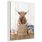 Sylvie Highland Cow Traditional Laundry Framed Canvas by Amy Peterson