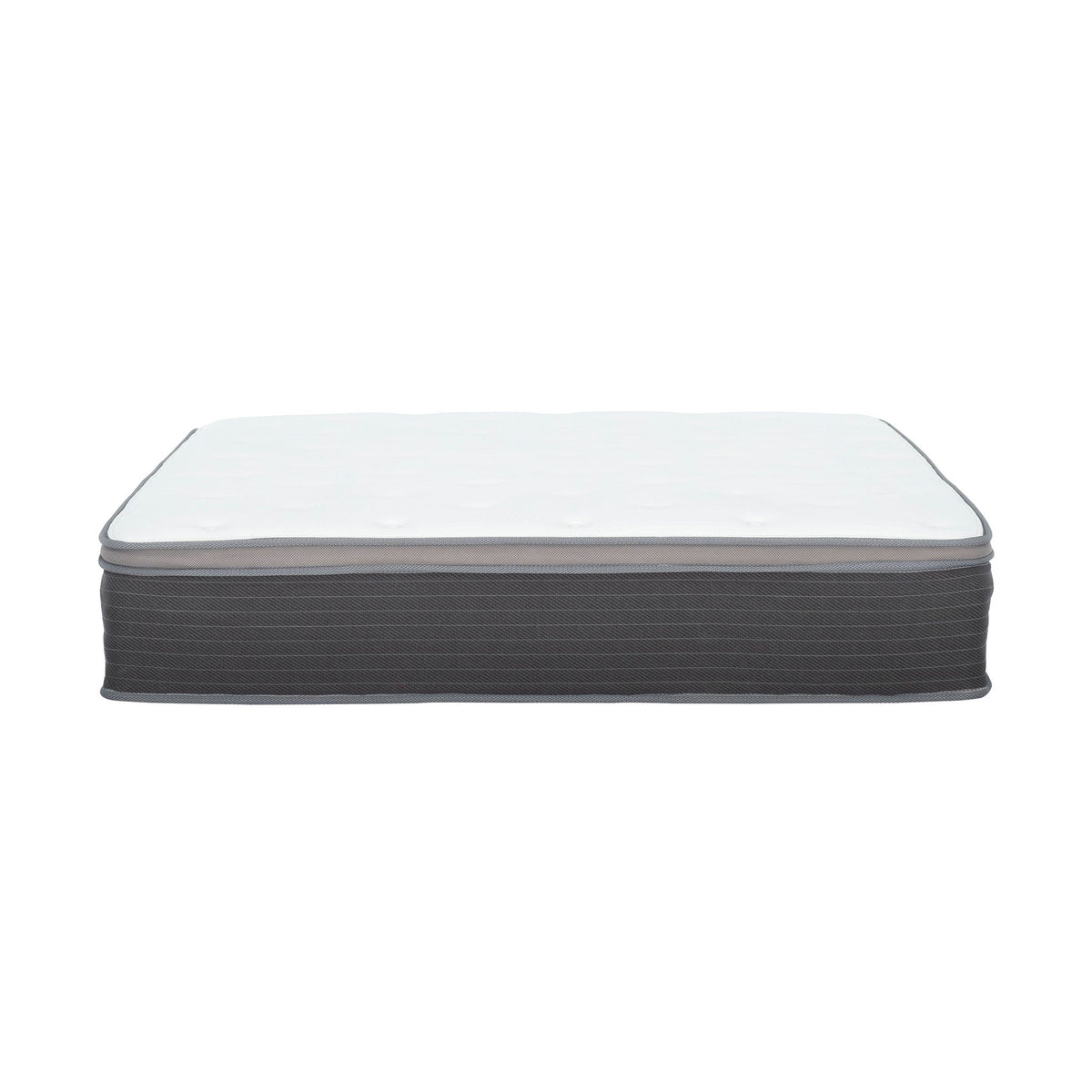 12'' Hybrid Mattress In A Box, Plush Gel Memory Foam Mattress Top With Pocket Coil Base - Gray / White - Queen