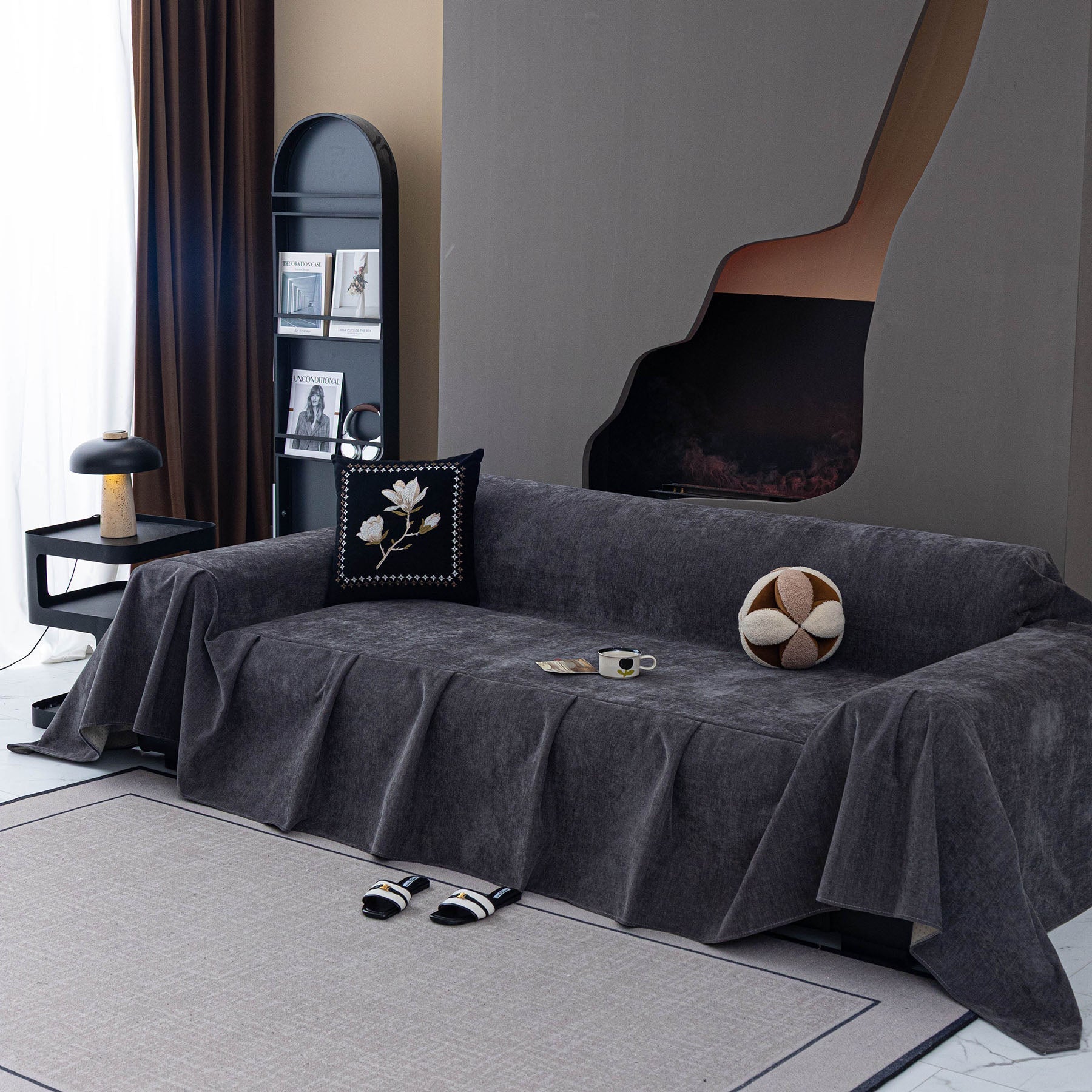 Waterproof Couch Cover Throw, Non Slip Furniture Protector for Leather & Fabric Sofa