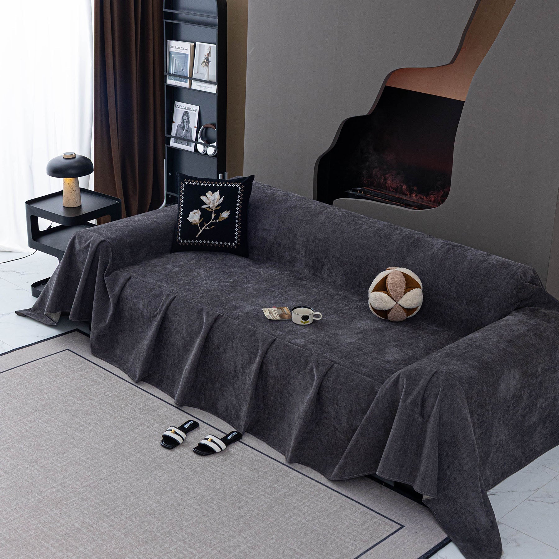 Waterproof Couch Cover Throw, Non Slip Furniture Protector for Leather & Fabric Sofa