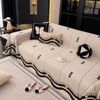 Chenille Sofa Throw Cover, Textured Chevron Decorative Couch Blanket for Living Room