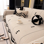 Chenille Sofa Throw Cover, Textured Chevron Decorative Couch Blanket for Living Room