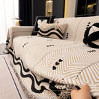 Chenille Sofa Throw Cover, Textured Chevron Decorative Couch Blanket for Living Room