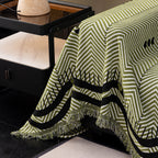Chenille Sofa Throw Cover, Textured Chevron Decorative Couch Blanket for Living Room