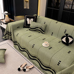 Chenille Sofa Throw Cover, Textured Chevron Decorative Couch Blanket for Living Room