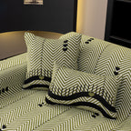 Chenille Sofa Throw Cover, Textured Chevron Decorative Couch Blanket for Living Room