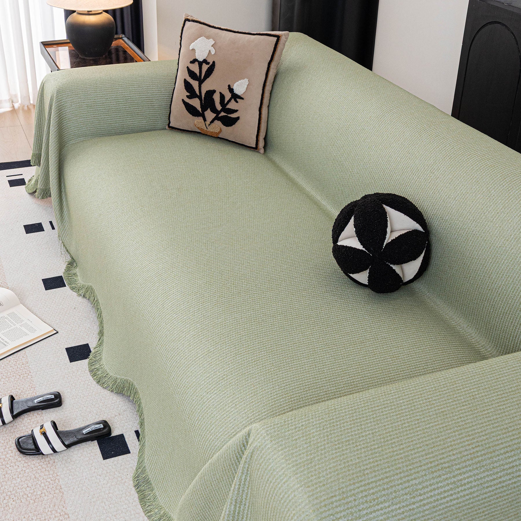 Soft Decorative Throw for Sofa and Loveseat, Textured Sofa Cover Blanket for Couch