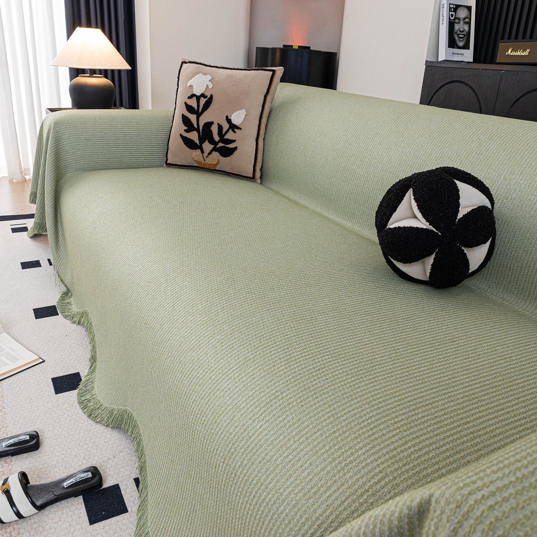 Soft Decorative Throw for Sofa and Loveseat, Textured Sofa Cover Blanket for Couch
