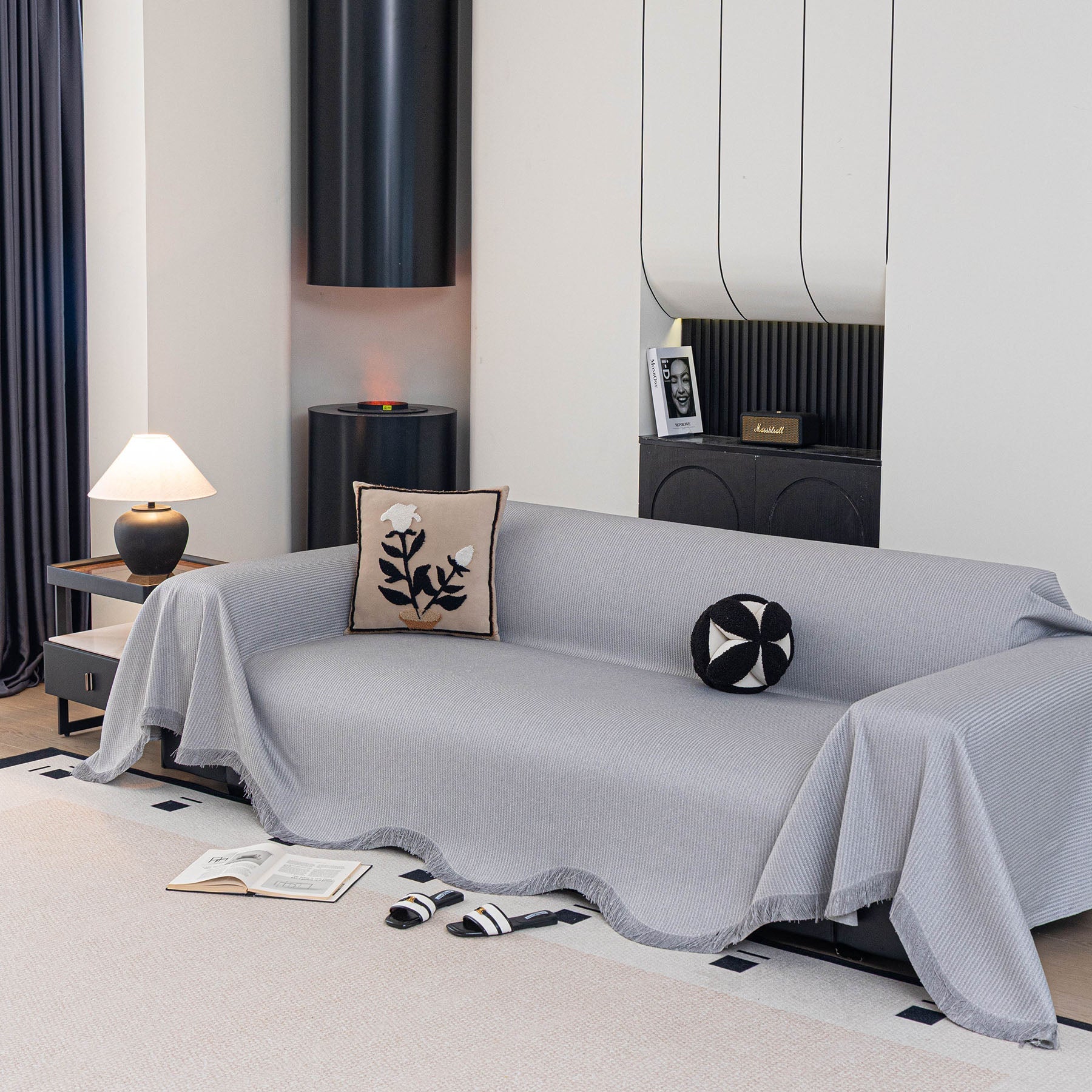 Soft Decorative Throw for Sofa and Loveseat, Textured Sofa Cover Blanket for Couch