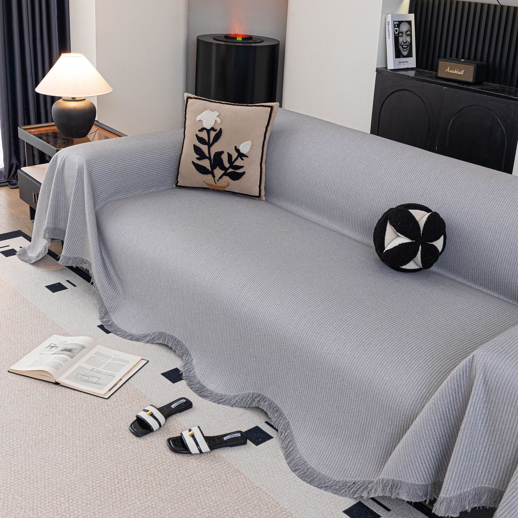 Soft Decorative Throw for Sofa and Loveseat, Textured Sofa Cover Blanket for Couch