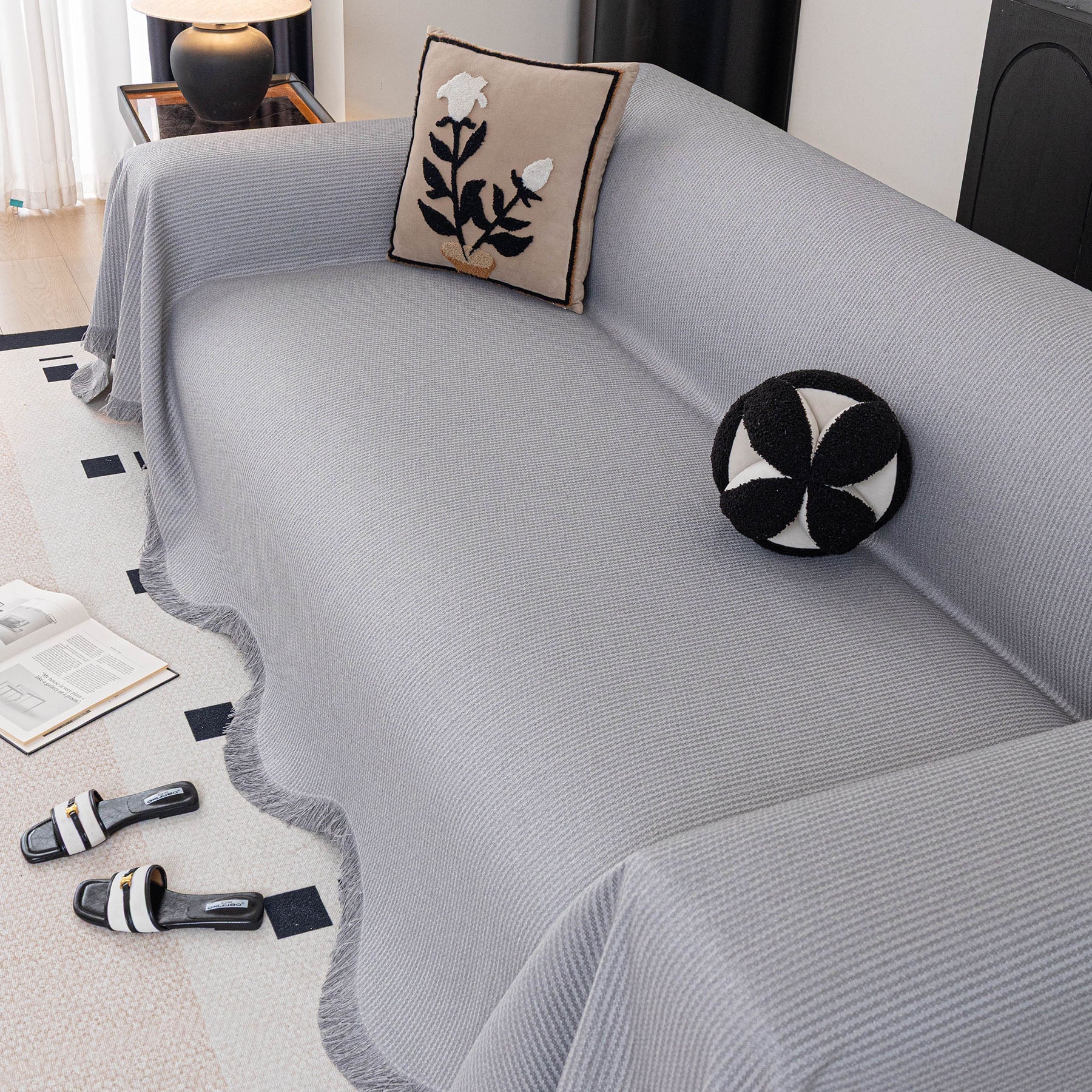 Soft Decorative Throw for Sofa and Loveseat, Textured Sofa Cover Blanket for Couch