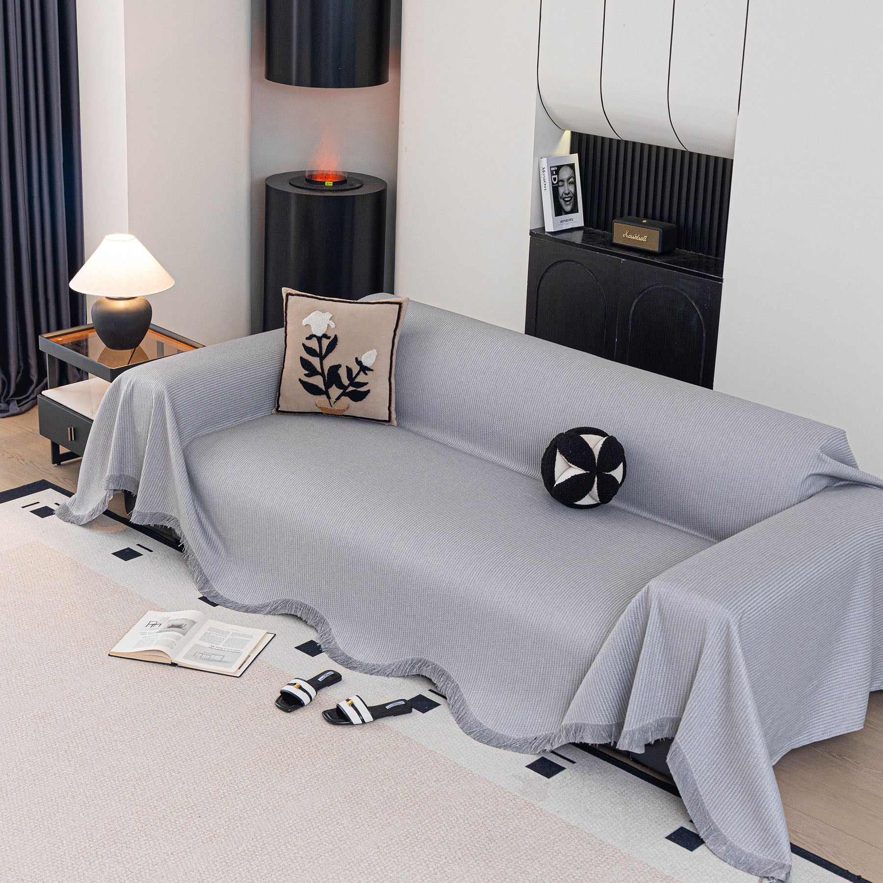 Soft Decorative Throw for Sofa and Loveseat, Textured Sofa Cover Blanket for Couch