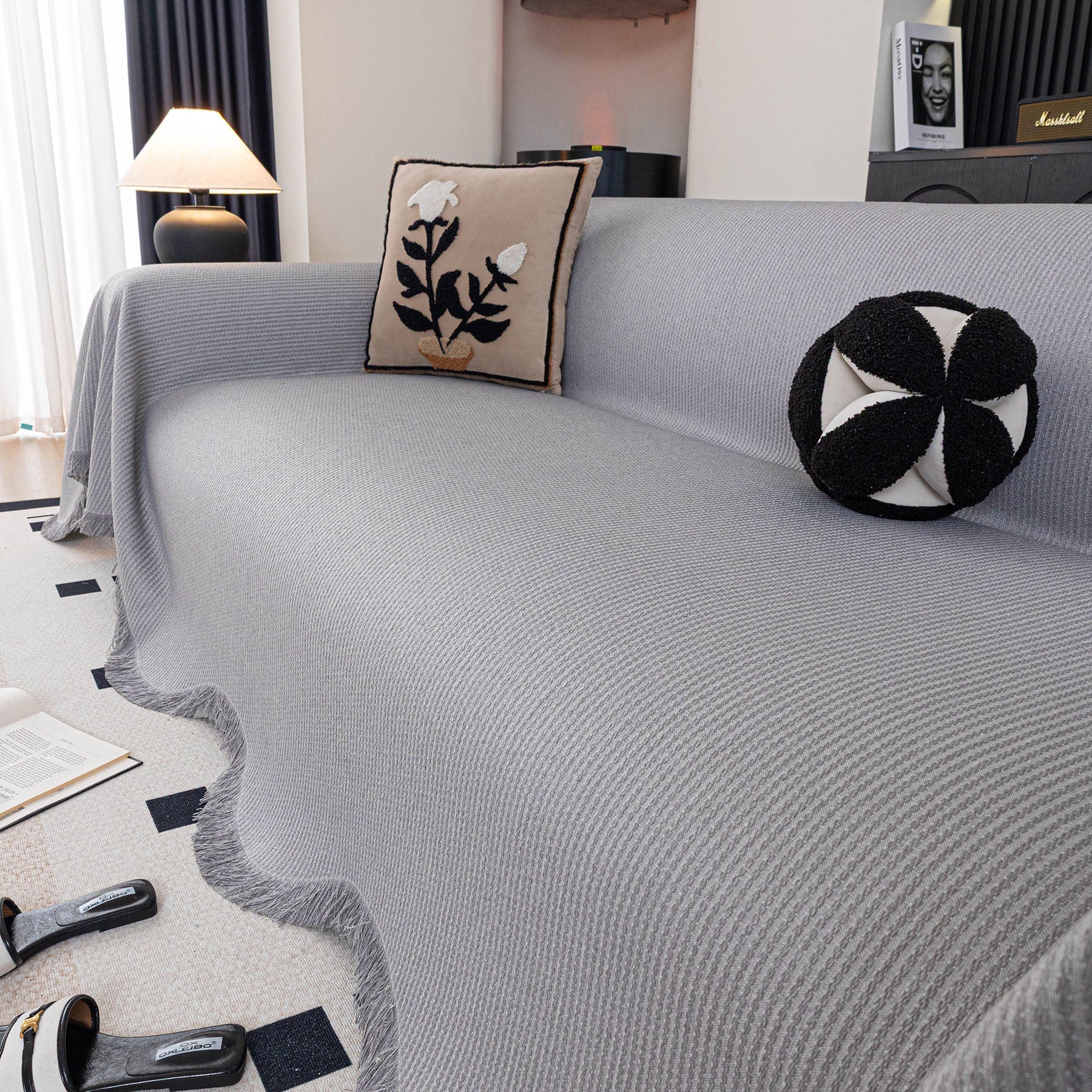 Soft Decorative Throw for Sofa and Loveseat, Textured Sofa Cover Blanket for Couch