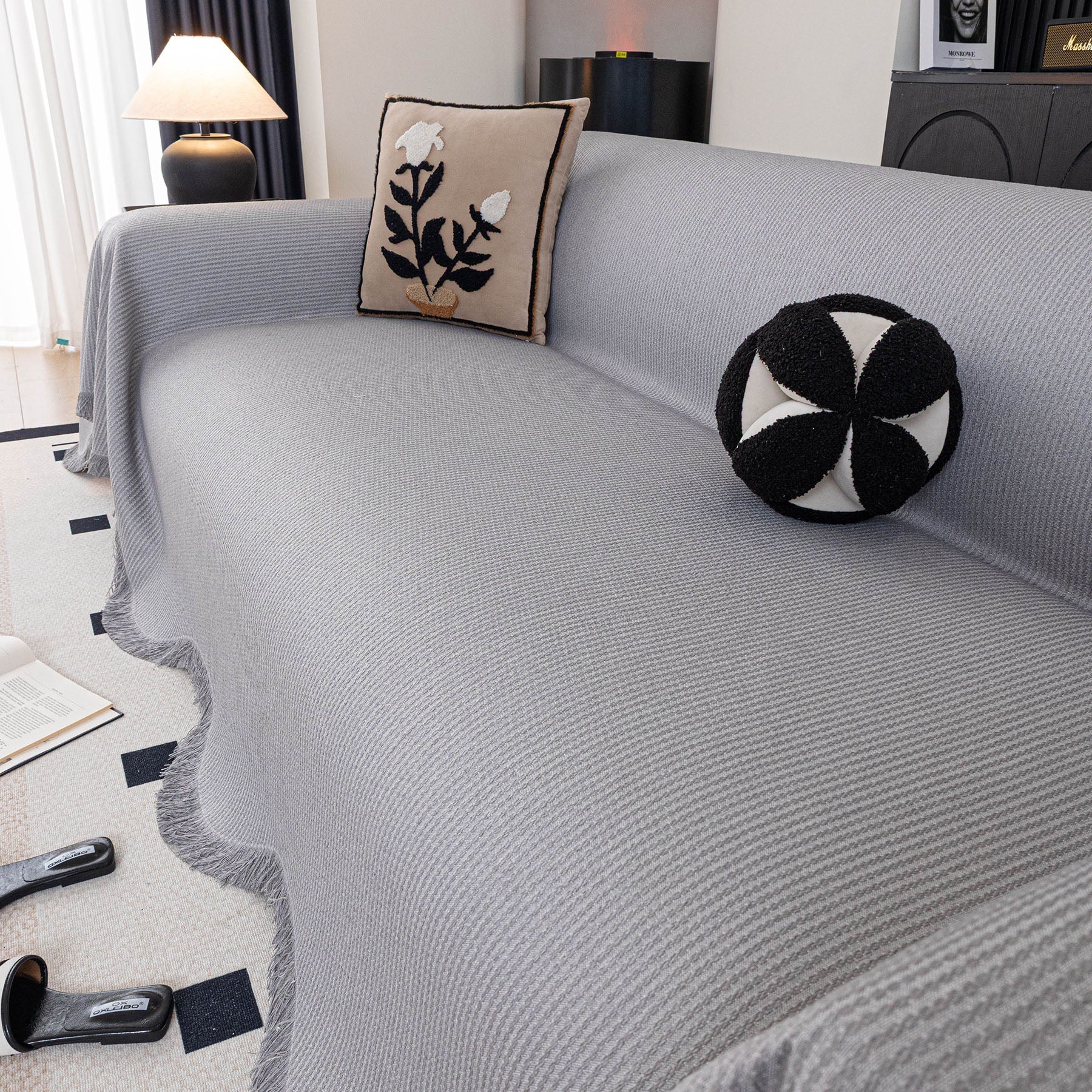 Soft Decorative Throw for Sofa and Loveseat, Textured Sofa Cover Blanket for Couch