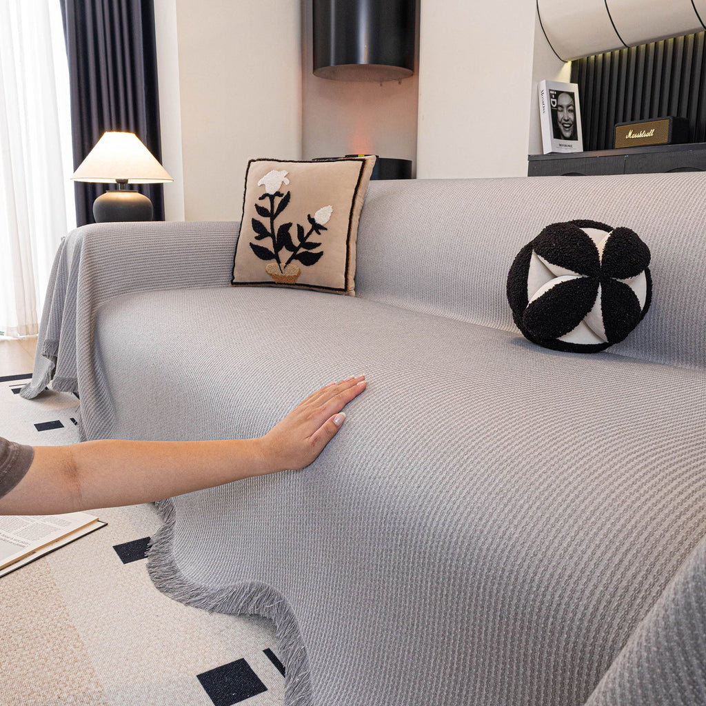 Soft Decorative Throw for Sofa and Loveseat, Textured Sofa Cover Blanket for Couch