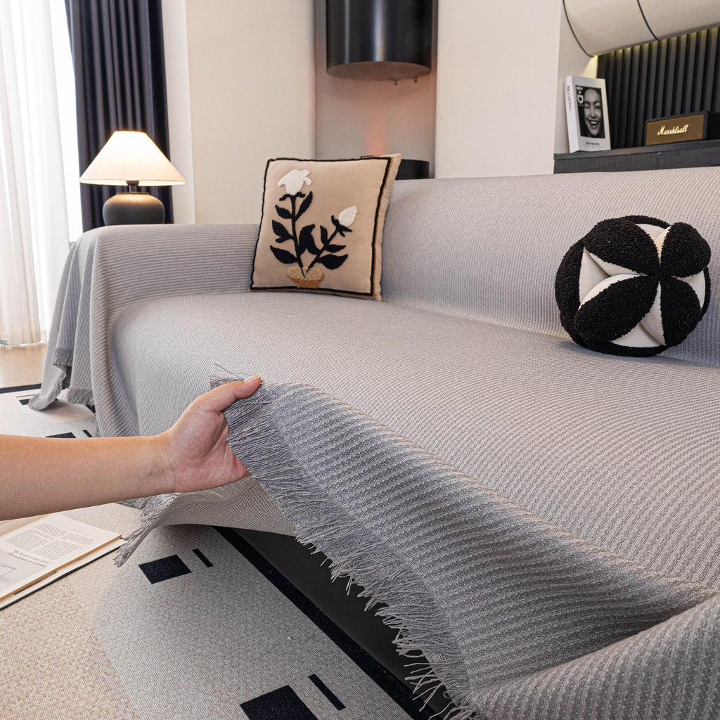 Soft Decorative Throw for Sofa and Loveseat, Textured Sofa Cover Blanket for Couch