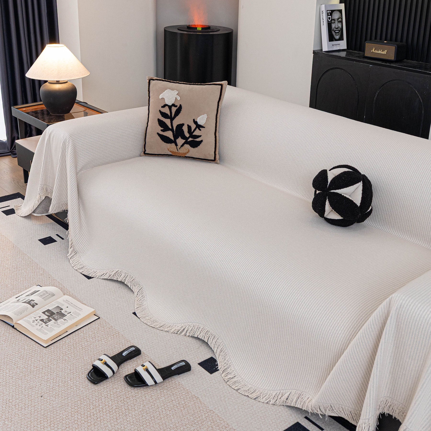 Soft Decorative Throw for Sofa and Loveseat, Textured Sofa Cover Blanket for Couch