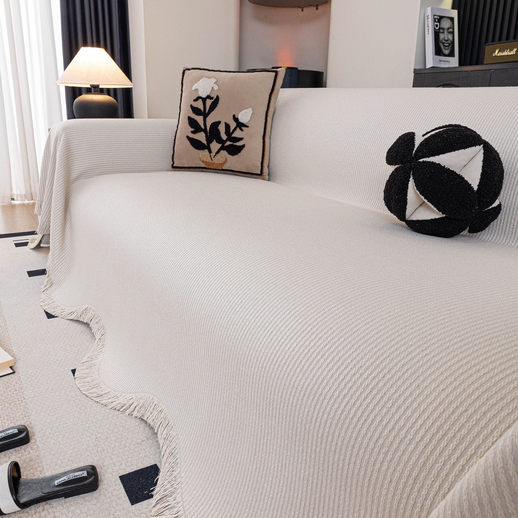 Soft Decorative Throw for Sofa and Loveseat, Textured Sofa Cover Blanket for Couch