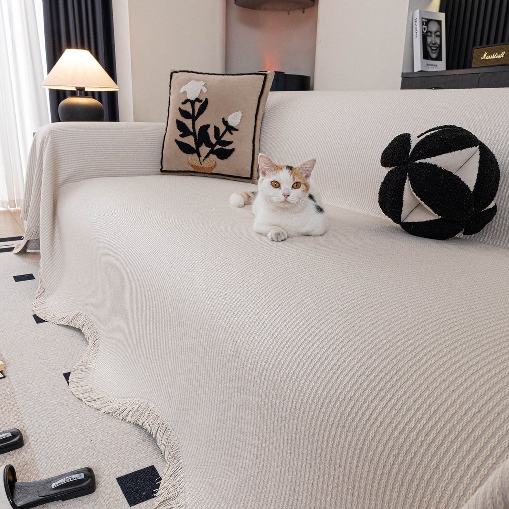 Soft Decorative Throw for Sofa and Loveseat, Textured Sofa Cover Blanket for Couch