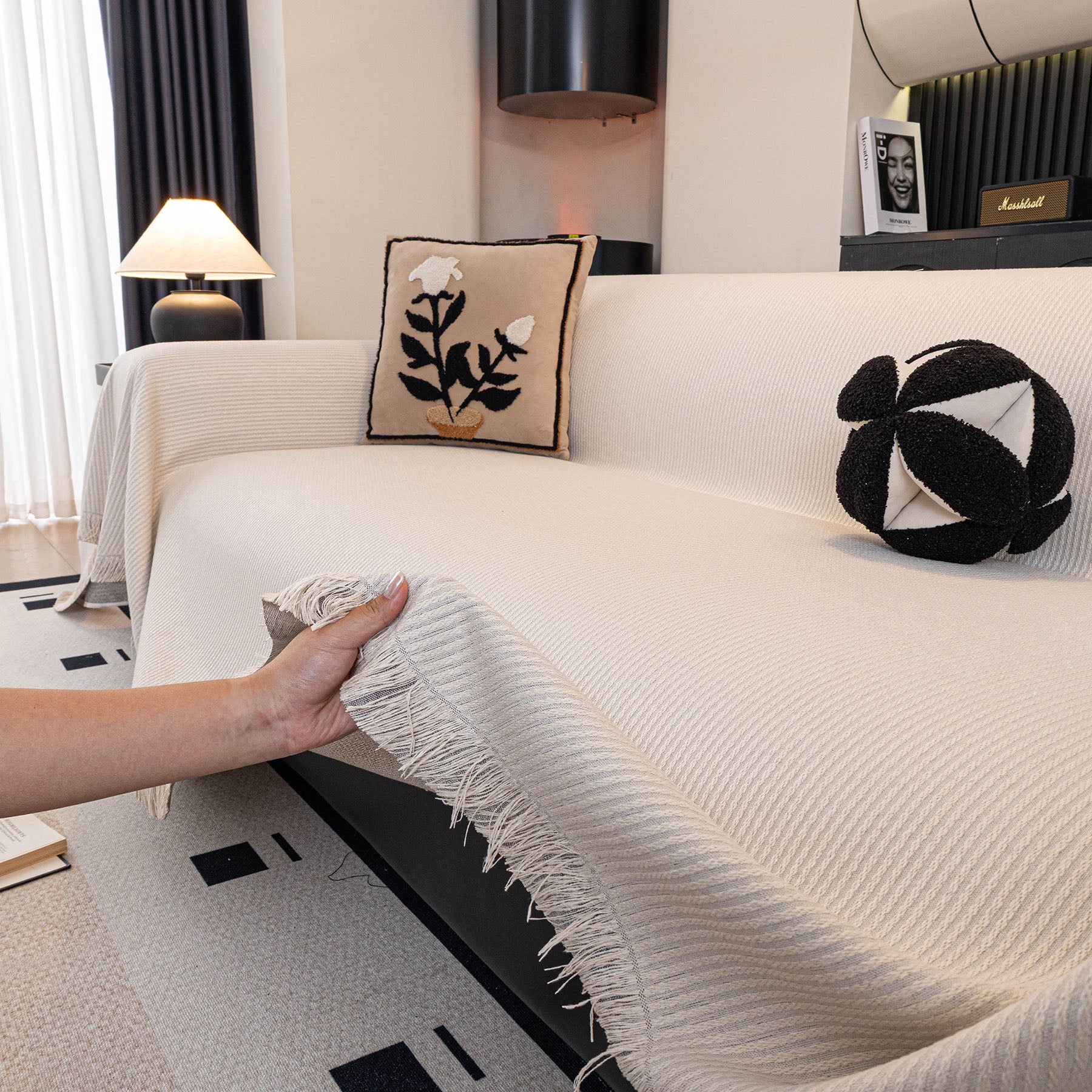 Soft Decorative Throw for Sofa and Loveseat, Textured Sofa Cover Blanket for Couch